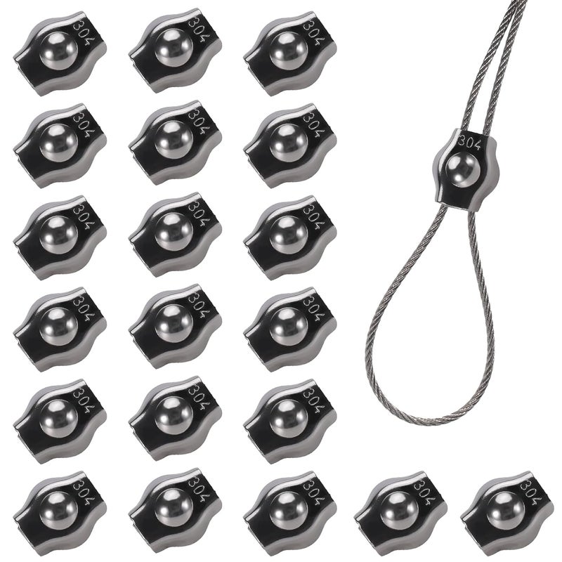 GoalMad 20PCS 5/32 Inches M4 304 Stainless Steel Wire Rope Cable Clip Clamp, Reusable Simplex Single Bolt Wire Rope Clips for 1/8Inch (1.5mm-3mm) Diameter Wire Cable/Wire Rope, Wire Clamp Tool for Outdoors - Image 1